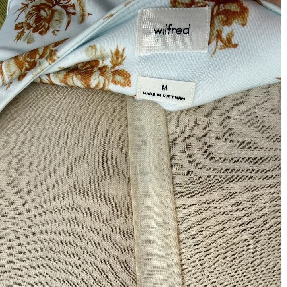 Aritzia Wilfred Saturn Mini Wrap Dress Snowmelt Blue Maplewood Floral NWT Size M - Picture 11 of 13